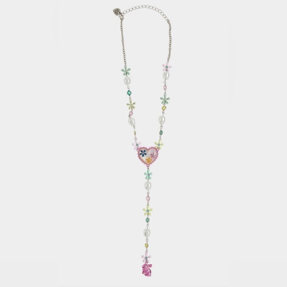 BETSEY JOHNSON Easter Y-Shaped Necklace with Charms Baubles and Bunny Rabbit NWT - Picture 6 of 10